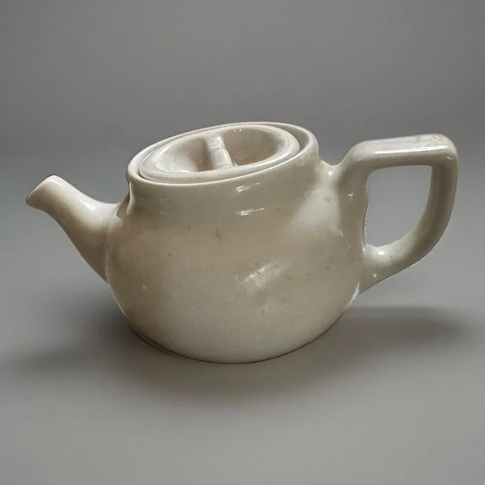 Vintage Hall White Ceramic Individual Teapot Made in USA 6-3/8